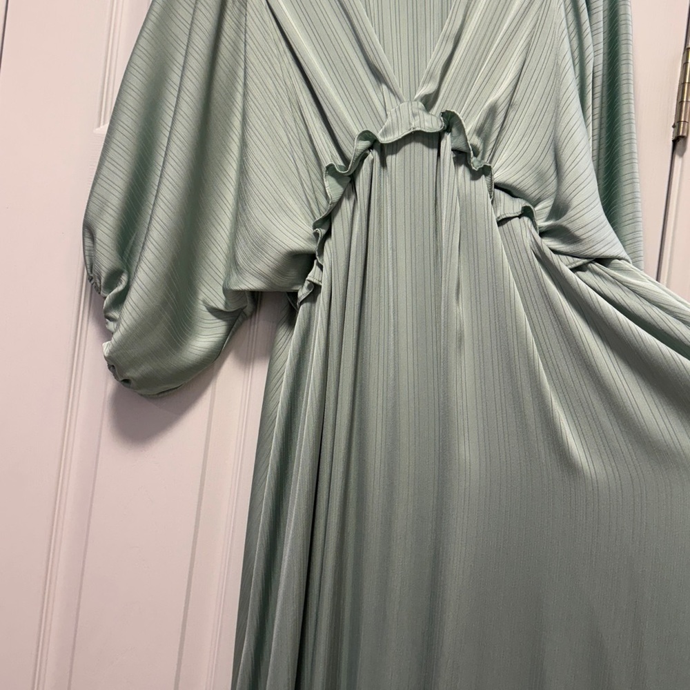 Pink Blush Maternity Mint Striped Ruffle Accent Tiered Maxi Dress in Mint - Picture 4 of 9